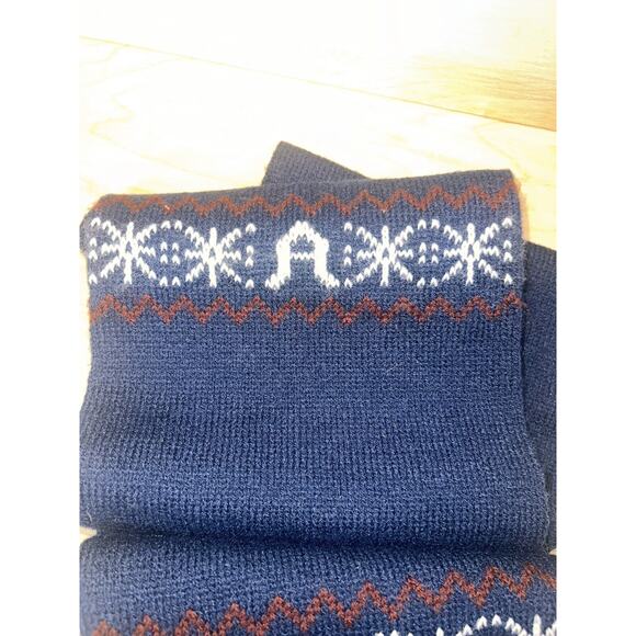 Vintage Etienne Aigner Soft Acrylic Knit Fringe Logo Scarf - Navy - Picture 3 of 5